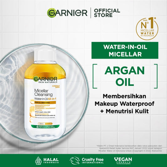 Garnier Micellar Oil-Infused Cleansing Water Skin Care - 125ml | Mengurangi Minyak Berlebih | Cocok untuk semua jenis kulit