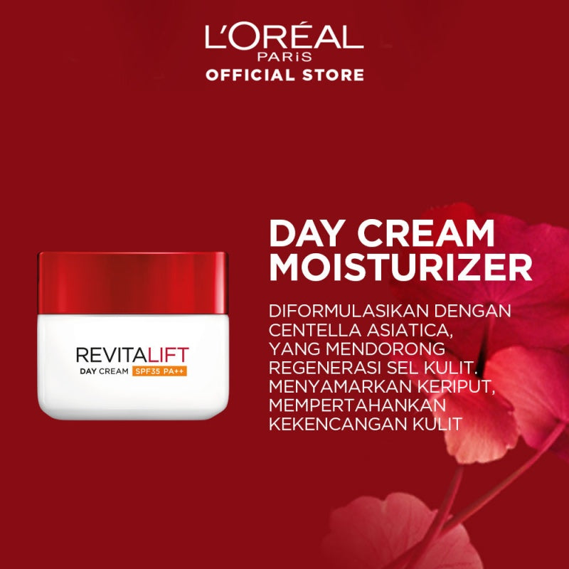 L'Oreal Paris Revitalift Day Cream SPF 35 / PA++ Skin Care - 50ml - (melawan tanda penuaan dini agar wajah awet muda dan bercahaya)  Kulit kusam, Garis halus, Kerutan wajah, skin barrier   Anti aging skincare, Anti aging cream