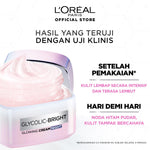 L'Oreal Paris Glycolic Bright Glowing Day Cream 50ml + Night Cream 50ml - Melembapkan dan Mencerahkan  Kulit Kusam, Noda Hitam, Bekas Jerawat, Eksfoliasi  Brightening day cream, cream flek hitam, cream pencerah