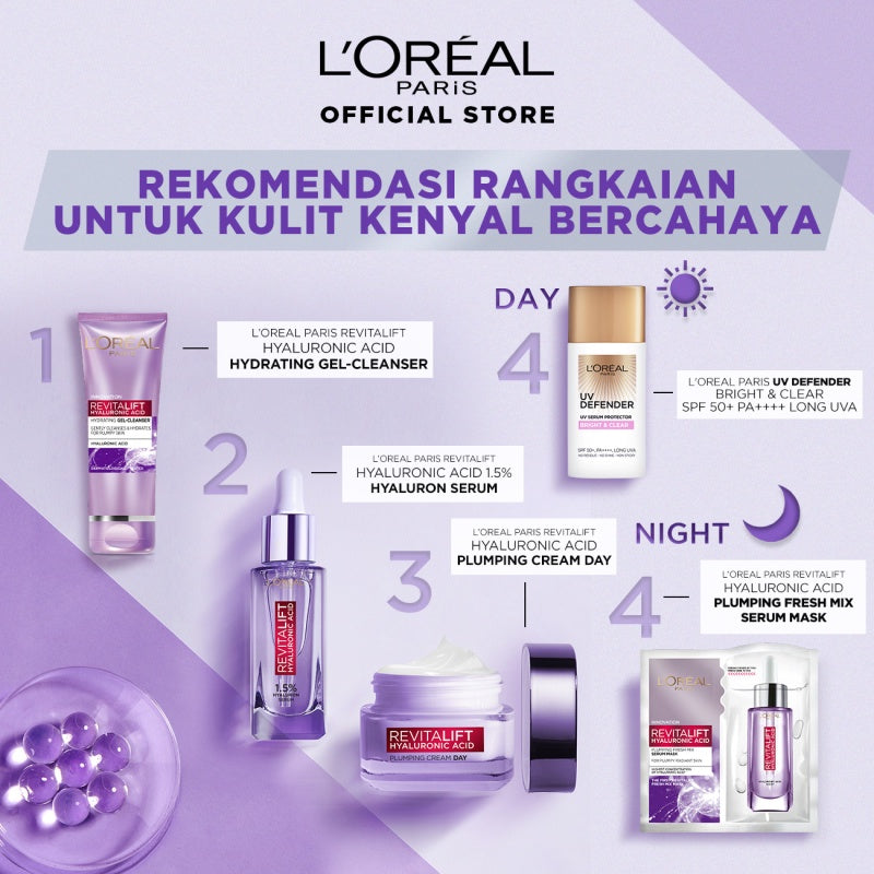 L'Oreal Paris Revitalift 1.5% Hyaluronic Acid Serum Skin Care - 15/30ml (Serum Wajah Untuk Kulit Lembab, Halus, dan Tampak Lebih Muda)