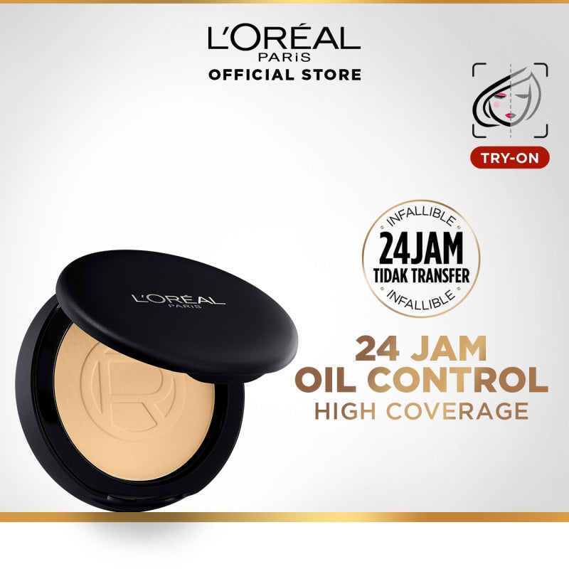 L’Oreal Paris Infallible Oil Killer High Coverage Powder Foundation Make Up - 6gr (Natural Matte & 24 Jam Oil Control)