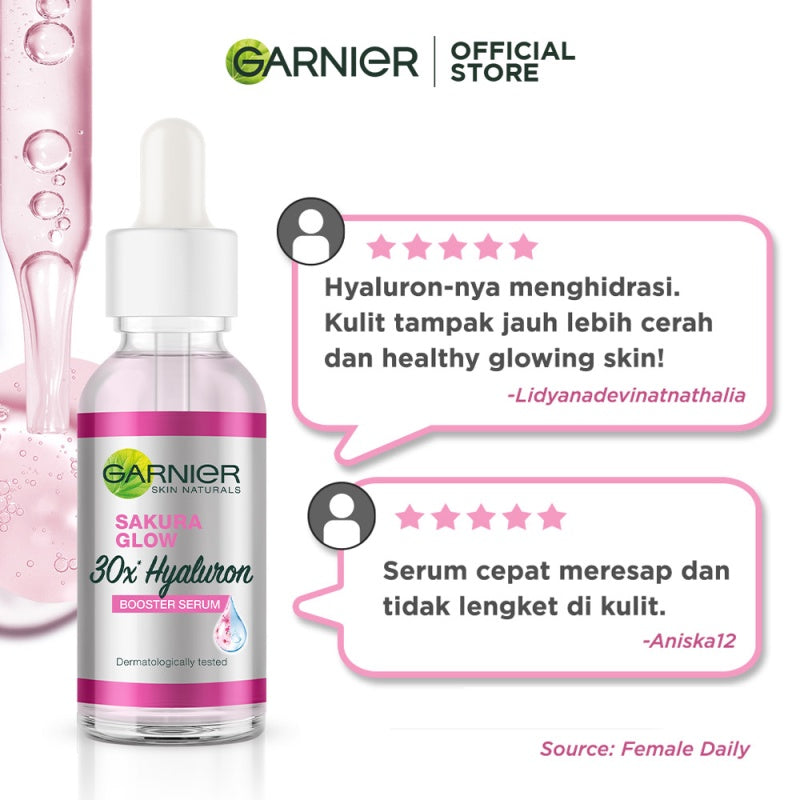 Garnier Sakura Glow Hyaluron 30x Booster Serum Skin Care 15ml (untuk Kulit Glowing dalam 7 Hari)