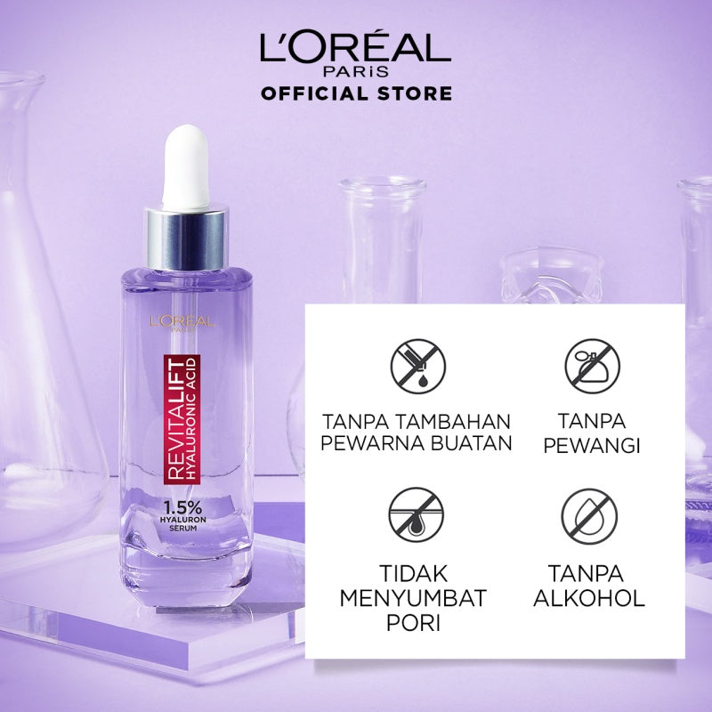 L'Oreal Paris Revitalift 1.5% Hyaluronic Acid Serum Skin Care - 15/30ml (Serum Wajah Untuk Kulit Lembab, Halus, dan Tampak Lebih Muda)