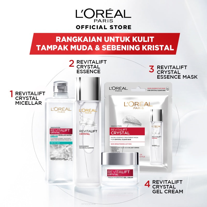 L'Oreal Paris Revitalift Crystal Micro-Essence Serum Water Skincare 130ML - Mencerahkan da Mengencangkan Kulit  Kulit kusam, Garis halus, Kerutan wajah, skin barrier   Anti aging skincare, brightening serum, anti aging serum