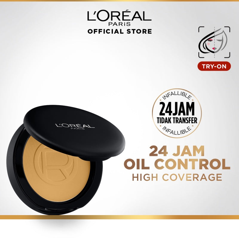 L’Oreal Paris Infallible Oil Killer High Coverage Powder Foundation Make Up - 6gr (Natural Matte & 24 Jam Oil Control)