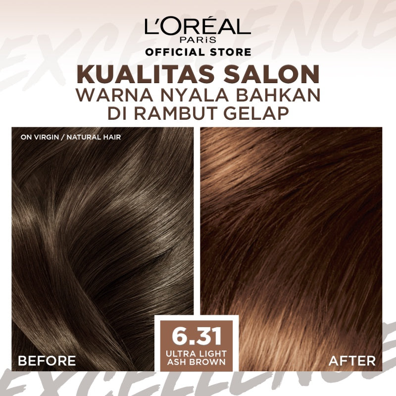 L'Oreal Paris Excellence Fashion Ultra Light Advance Ultra Care (Cat / Pewarna Rambut Permanen) - EXCELLENCE FASHION 6.31
