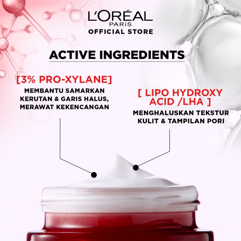 L'Oreal Paris Revitalift Triple Action Night Cream Skin Care - 50ml (Krim Malam Untuk Kulit Cerah Tampak Muda)