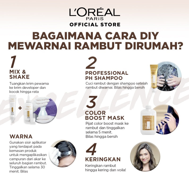 L'Oreal Paris Excellence Fashion Ultra Light Advance Ultra Care (Cat / Pewarna Rambut Permanen) - EXCELLENCE FASHION 6.31
