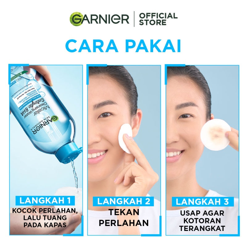 GARNIER Micellar Water Blue Salicylic Acid 125ml Skincare Cleansing - Skincare Pembersih Wajah & Make up untuk kulit berminyak jerawat Micellar Cleansing Water