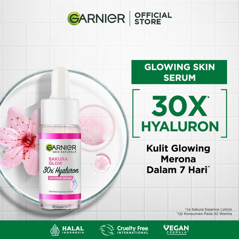 Garnier Sakura Glow Hyaluron 30x Booster Serum Skin Care 15ml (untuk Kulit Glowing dalam 7 Hari)