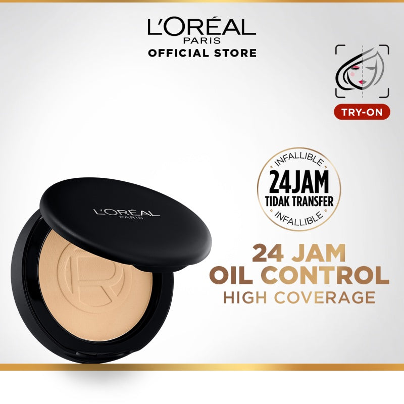 L’Oreal Paris Infallible Oil Killer High Coverage Powder Foundation Make Up - 6gr (Natural Matte & 24 Jam Oil Control)