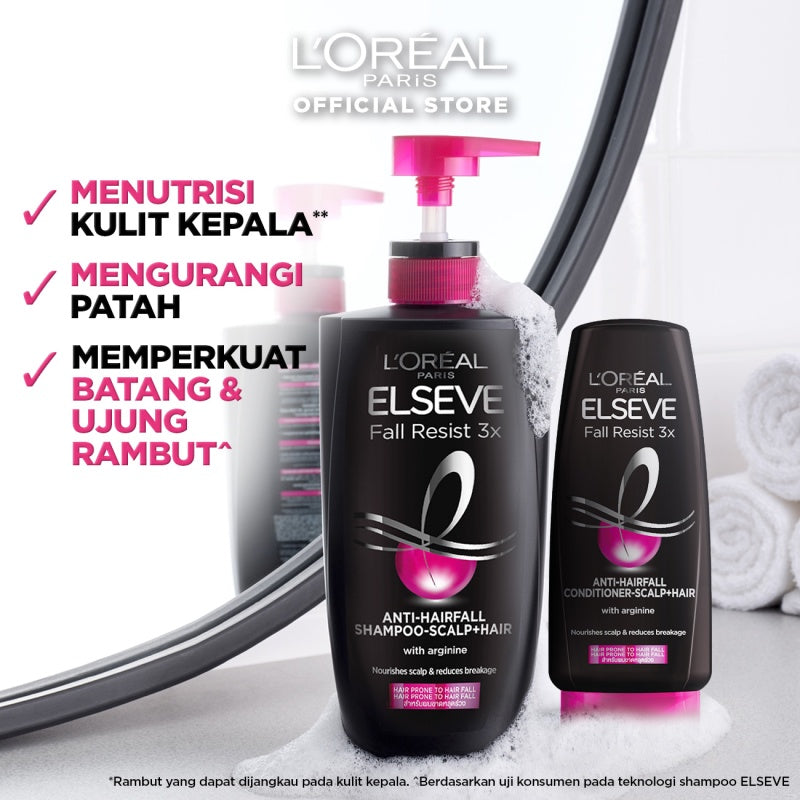 L'Oreal Paris Fall Resist 3x Anti-Hairfall Shampoo Scalp Hair Care - dengan Arginine Protein - Rambut Rontok Berkurang hingga 5X 400ml Rambut Rontok dan Rapuh Hairfall Hair loss Shampoo Sampo