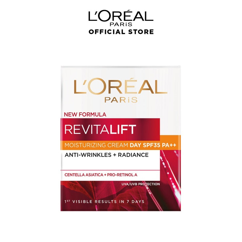 L'Oreal Paris Revitalift Day Cream SPF 35 / PA++ Skin Care - 50ml - (melawan tanda penuaan dini agar wajah awet muda dan bercahaya)  Kulit kusam, Garis halus, Kerutan wajah, skin barrier   Anti aging skincare, Anti aging cream