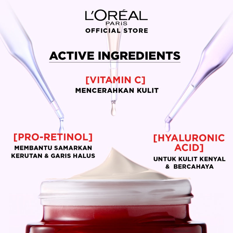 L'Oreal Paris Revitalift Triple Action Day Cream Skin Care - 50ml (Krim Siang Untuk Kulit Cerah Tampak Muda)