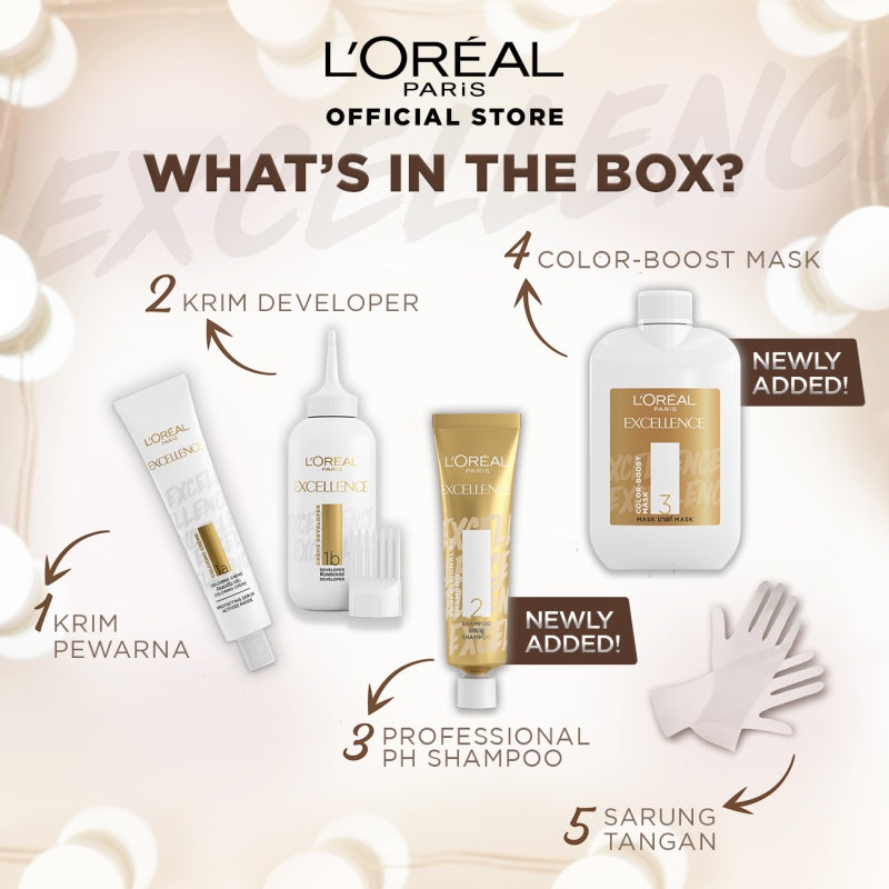 L'Oreal Paris Excellence Fashion Ultra Light Advance Ultra Care (Cat / Pewarna Rambut Permanen) - EXCELLENCE FASHION 6.31