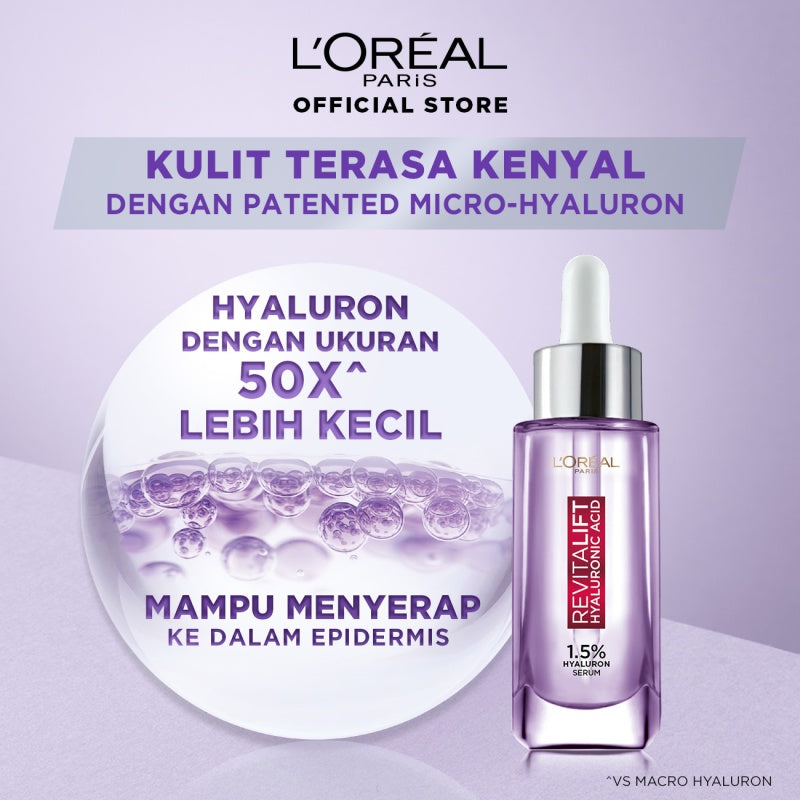 L'Oreal Paris Revitalift 1.5% Hyaluronic Acid Serum Skin Care - 15/30ml (Serum Wajah Untuk Kulit Lembab, Halus, dan Tampak Lebih Muda)