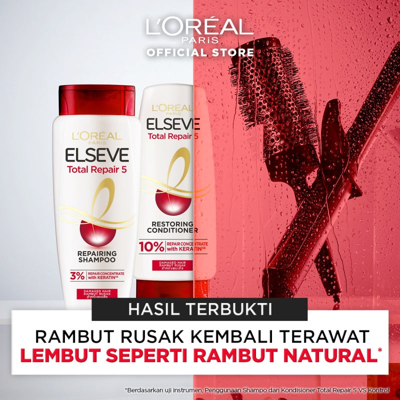 L'Oreal Paris Elseve Total Repair 5 Repairing Conditioner Hair Care dengan Ceramide - Melawan dan Memperbaiki Tanda Rambut Rusak 155ml Rambut Rusak Damage Hair Conditioner Kondisioner