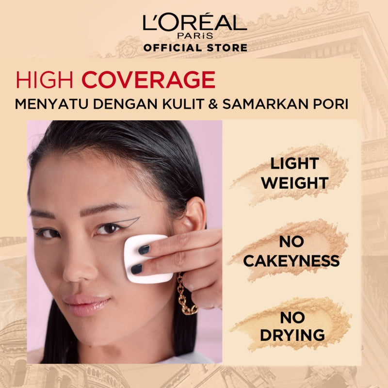 L’Oreal Paris Infallible Oil Killer High Coverage Powder Foundation Make Up - 6gr (Natural Matte & 24 Jam Oil Control)