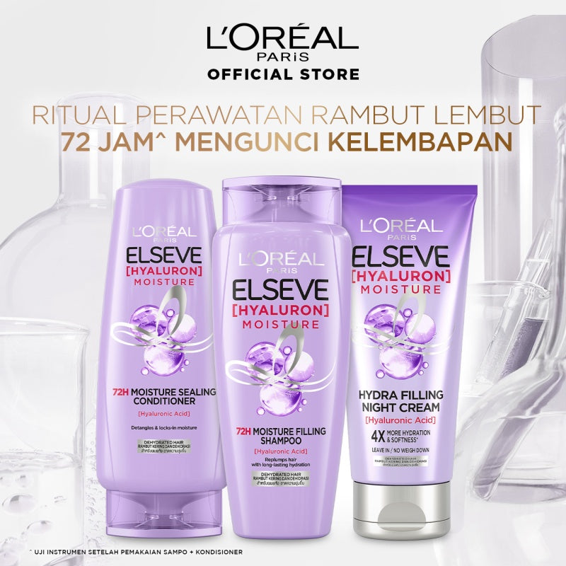 L’Oréal Paris Elseve Hyaluron Moisture Conditioner - Mengandung Hyaluronic Acid 72 Jam Mengunci Hidrasi Rambut - 4X Lebih Lembut, Rambut Terurai Indah dan Tidak Lepek 265