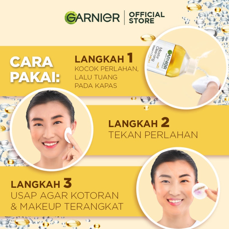 GARNIER Micellar Water Oil-Infused Skin Care 400ml Skincare Cleansing - Pembersih Wajah & Make up Waterproof untuk semua jenis kulit Micellar Cleansing Water