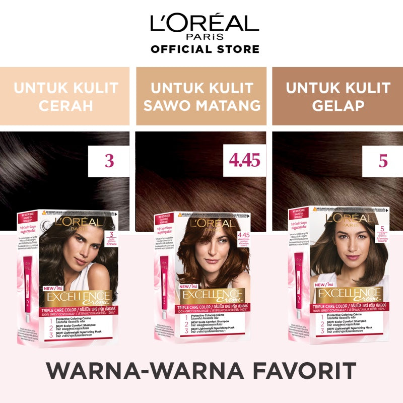 L'Oreal Paris Excellence Creme Triple Care Hair Color (Cat / Pewarna Rambut Permanen)