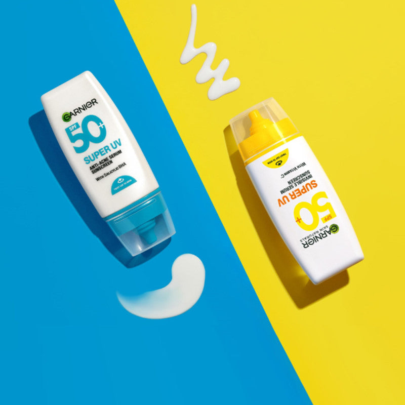 GARNIER Super UV Anti-Acne Serum Sunscreen SPF50+ PA++++ Salicylic Acid Lawan Jerawat BHA 30ml sunscreen spf 50 pa ++++ untuk kulit berminyak, berjerwat, memudarkan bekas jerawat