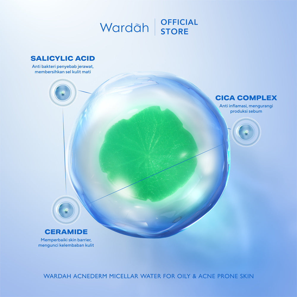 Wardah Acnederm Acne Care Micellar Water - Efektif - 50% Tanda Jerawat Berkurang - Skincare