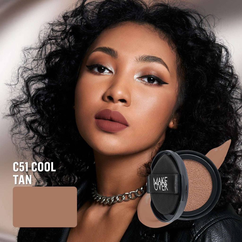 [SPECIAL 11.11] NEW! MAKE OVER REFILL Powerstay Sync Matte Cushion - Smart AI Matte Cushion High Coverage Zero Oxidation Oil Control Foundation Compact Makeup Concealer Skin Tint long lasting time less stain with euphoria