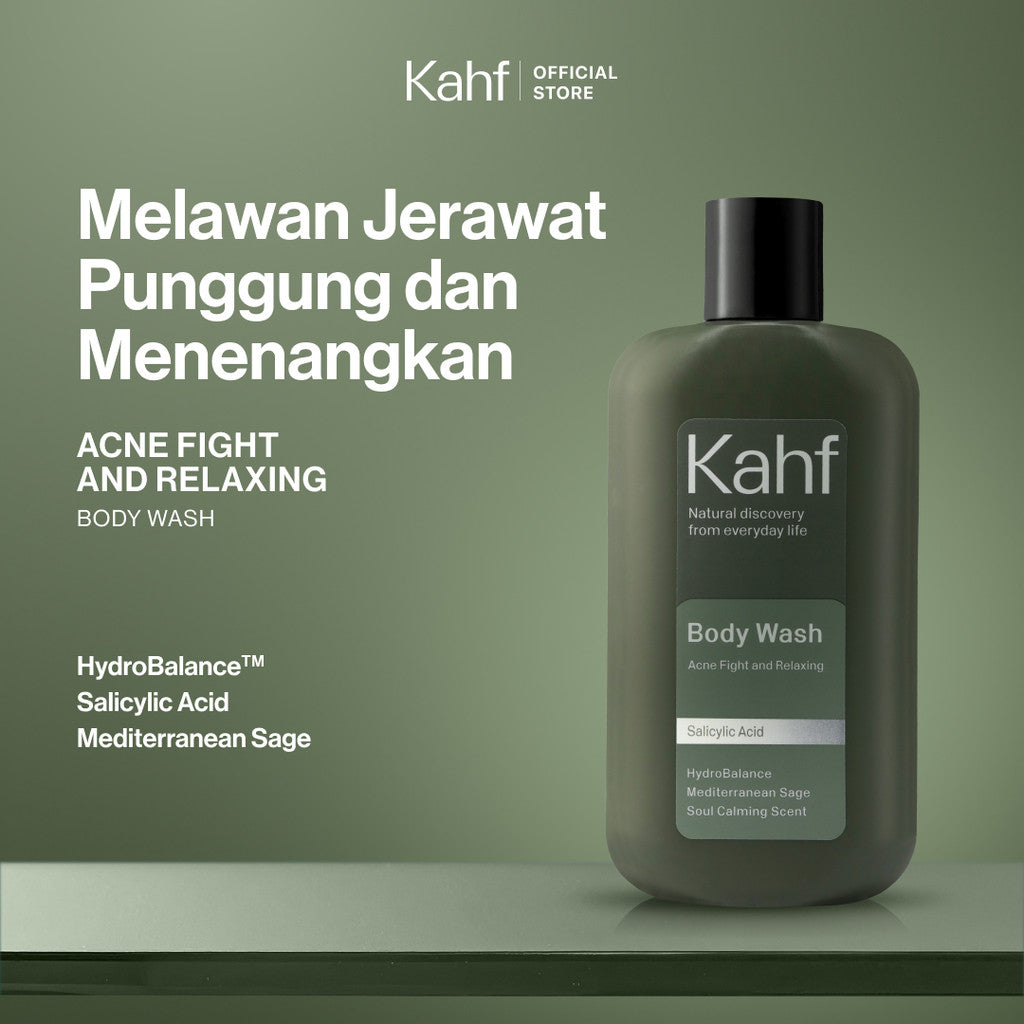 Kahf Relaxing and Acne Fight Body Wash (200ml) - Acne Treatment Hilangkan Jerawat - Wangi Tahan Lama - Suitable for All Skin Types - Pencuci Badan