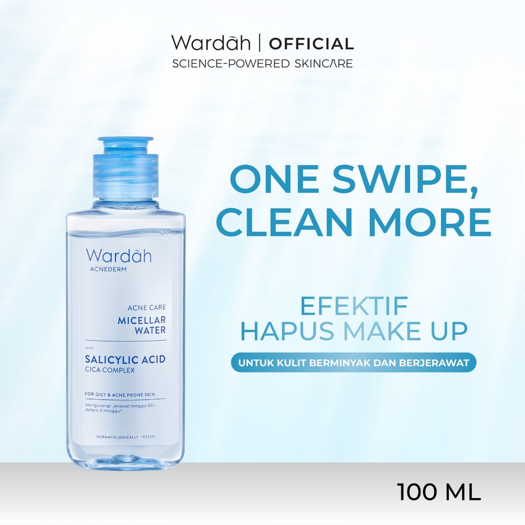 Wardah Acnederm Acne Care Micellar Water - Efektif - 50% Tanda Jerawat Berkurang - Skincare