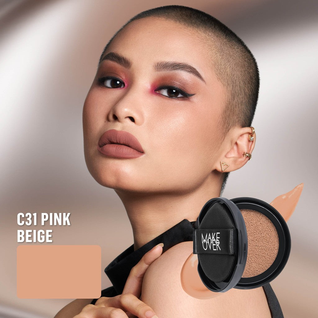 [SPECIAL 11.11] NEW! MAKE OVER REFILL Powerstay Sync Matte Cushion - Smart AI Matte Cushion High Coverage Zero Oxidation Oil Control Foundation Compact Makeup Concealer Skin Tint long lasting time less stain with euphoria