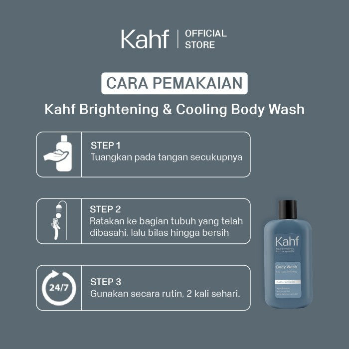 Kahf Cooling and Brightening Body Wash (200ml) - Skin Softening & Moisturizing - Wangi Tahan Lama - Suitable for All Skin Types - Pencuci Badan