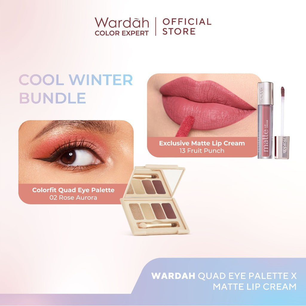 [BUNDLE] WARDAH Paket Colorfit Quad  Eye Palette + Matte Lip Cream - Makeup