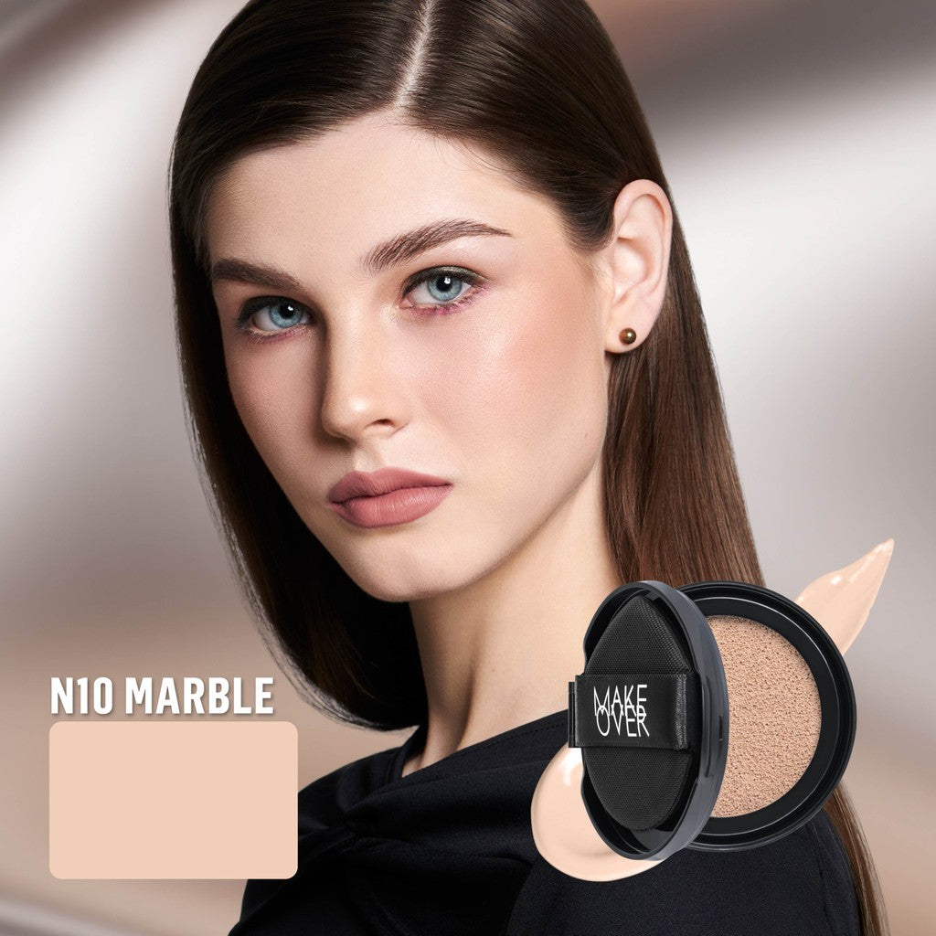 [SPECIAL 11.11] NEW! MAKE OVER REFILL Powerstay Sync Matte Cushion - Smart AI Matte Cushion High Coverage Zero Oxidation Oil Control Foundation Compact Makeup Concealer Skin Tint long lasting time less stain with euphoria