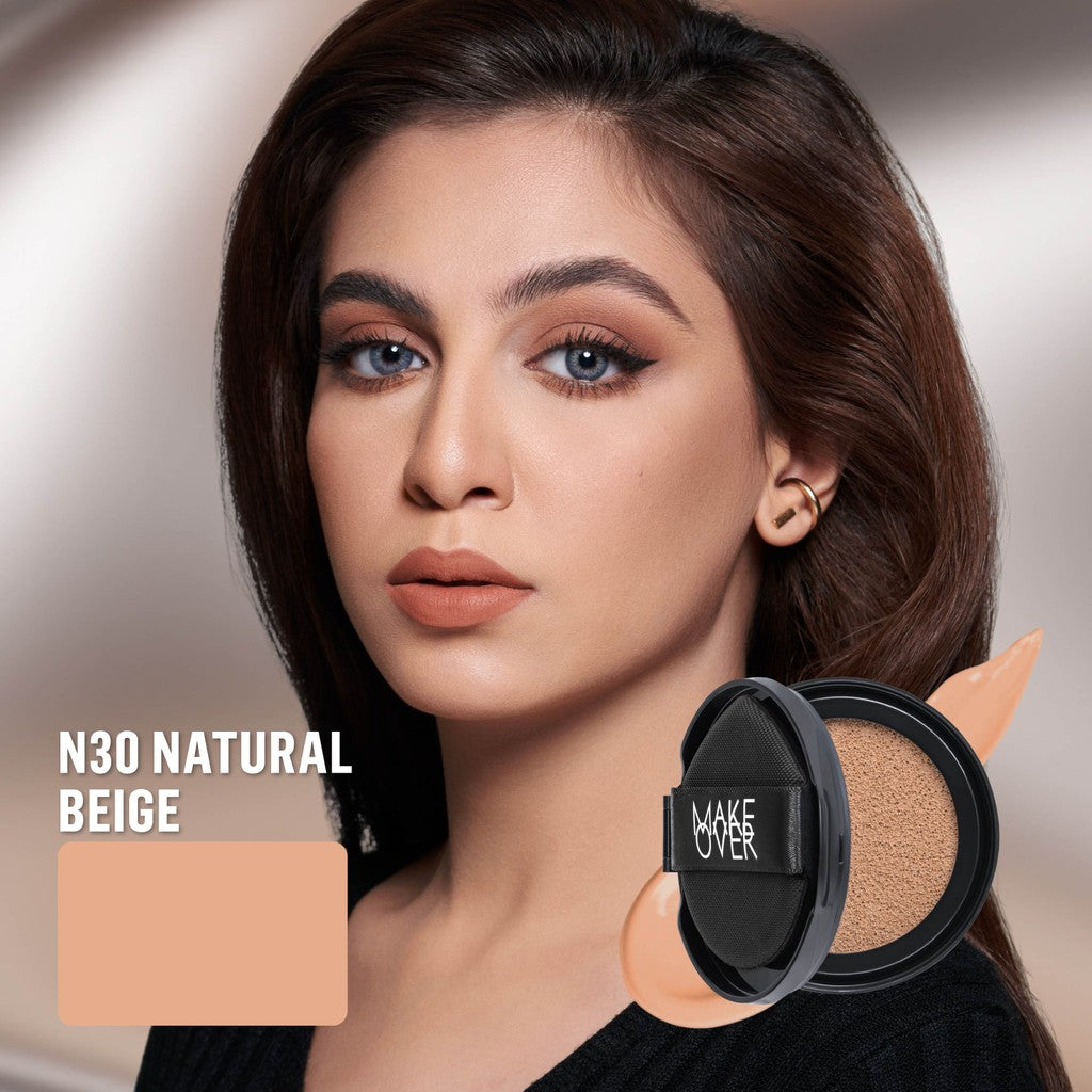 [SPECIAL 11.11] NEW! MAKE OVER REFILL Powerstay Sync Matte Cushion - Smart AI Matte Cushion High Coverage Zero Oxidation Oil Control Foundation Compact Makeup Concealer Skin Tint long lasting time less stain with euphoria