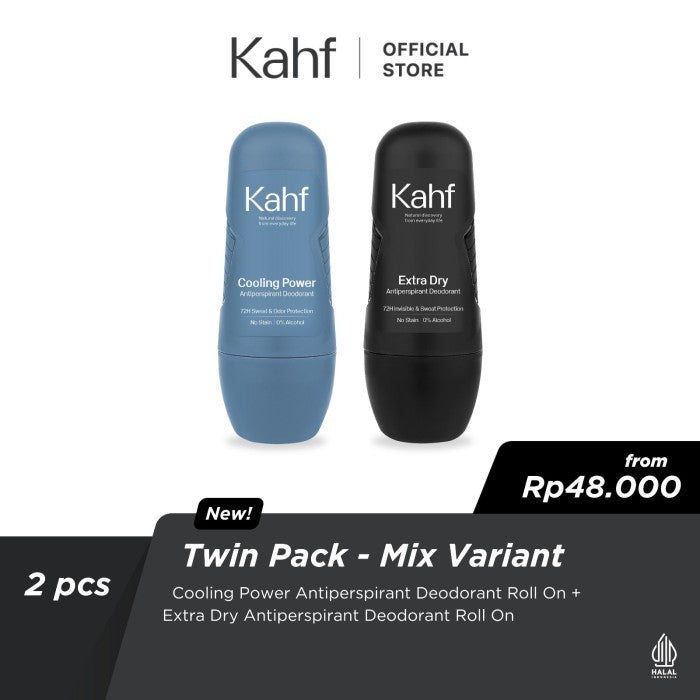 Twin Pack Kahf Deodorant Roll On Antiperspirant 45 ml - 2 pcs Deodoran Pria - Suitable for Daily Use
