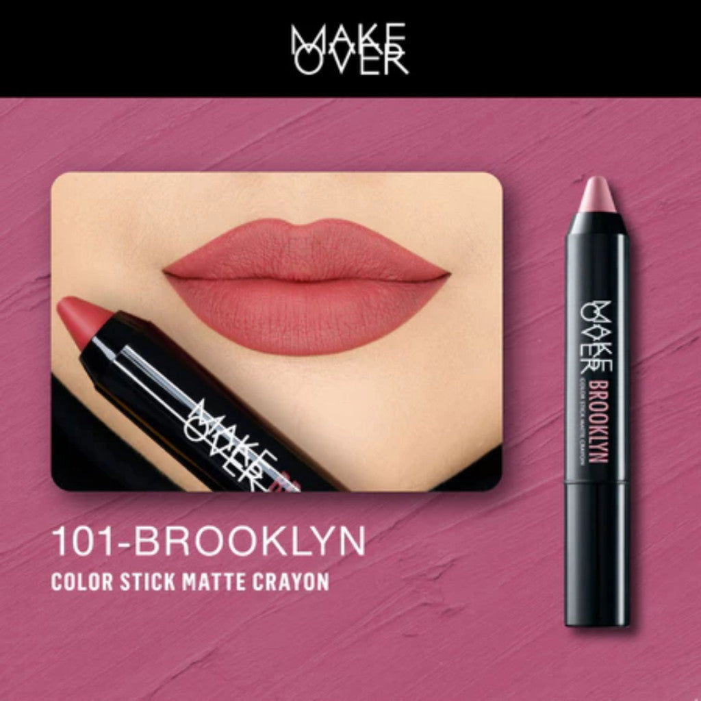MAKE OVER Color Stick Matte Crayon 2.6 g - Lipstick Bibir Matte untuk Base Ombre BEST SELLER