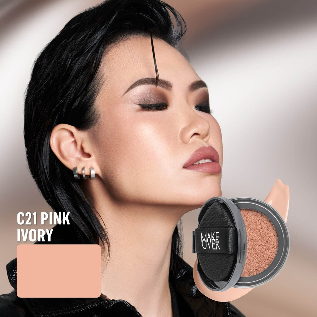 [SPECIAL 11.11] NEW! MAKE OVER REFILL Hydrastay Prismatic Glass Cushion - Glow Cushion Plumpy Tahan Cuaca Panas Lembab Anti Crack Smudgeproof Tidak Cakey Tidak Crease High Coverage Tahan Banting Radiant Foundation Compact Makeup Concealer
