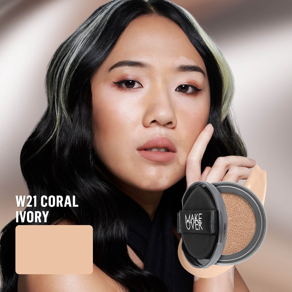 [SPECIAL 11.11] NEW! MAKE OVER REFILL Hydrastay Prismatic Glass Cushion - Glow Cushion Plumpy Tahan Cuaca Panas Lembab Anti Crack Smudgeproof Tidak Cakey Tidak Crease High Coverage Tahan Banting Radiant Foundation Compact Makeup Concealer