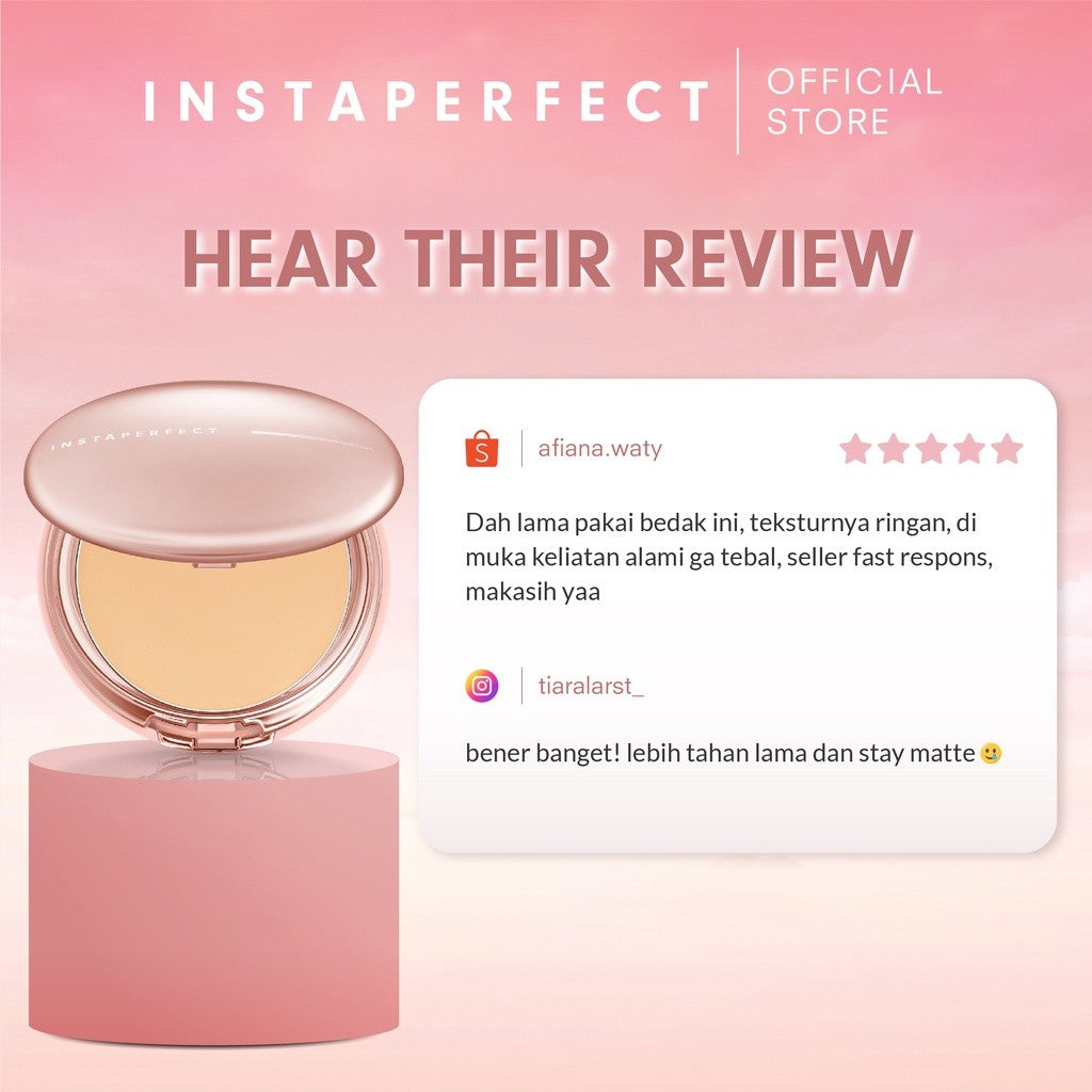 Instaperfect Matte Fit Powder Foundation 13 g - Bedak (Real Skin Cover Setter, Smooth Matte Finish, SPF 20 PA+++)