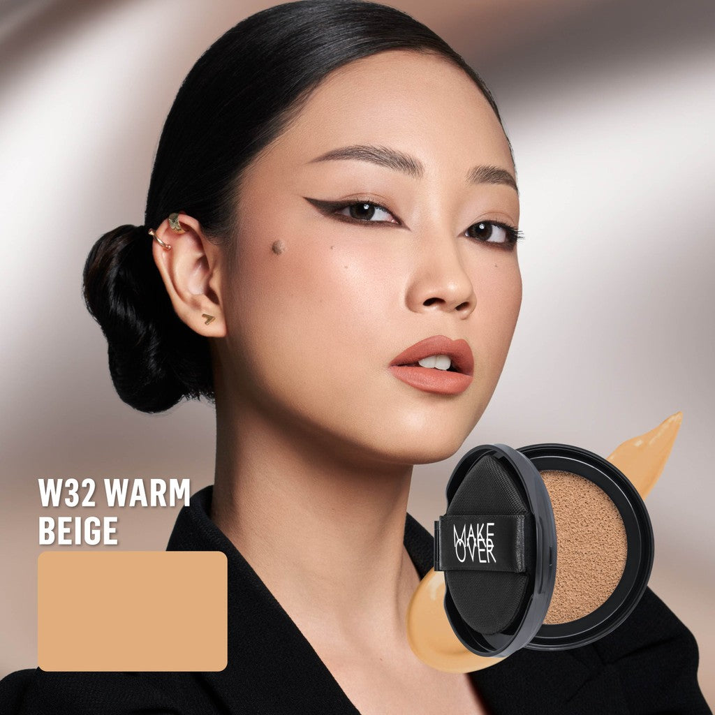 [SPECIAL 11.11] NEW! MAKE OVER REFILL Powerstay Sync Matte Cushion - Smart AI Matte Cushion High Coverage Zero Oxidation Oil Control Foundation Compact Makeup Concealer Skin Tint long lasting time less stain with euphoria