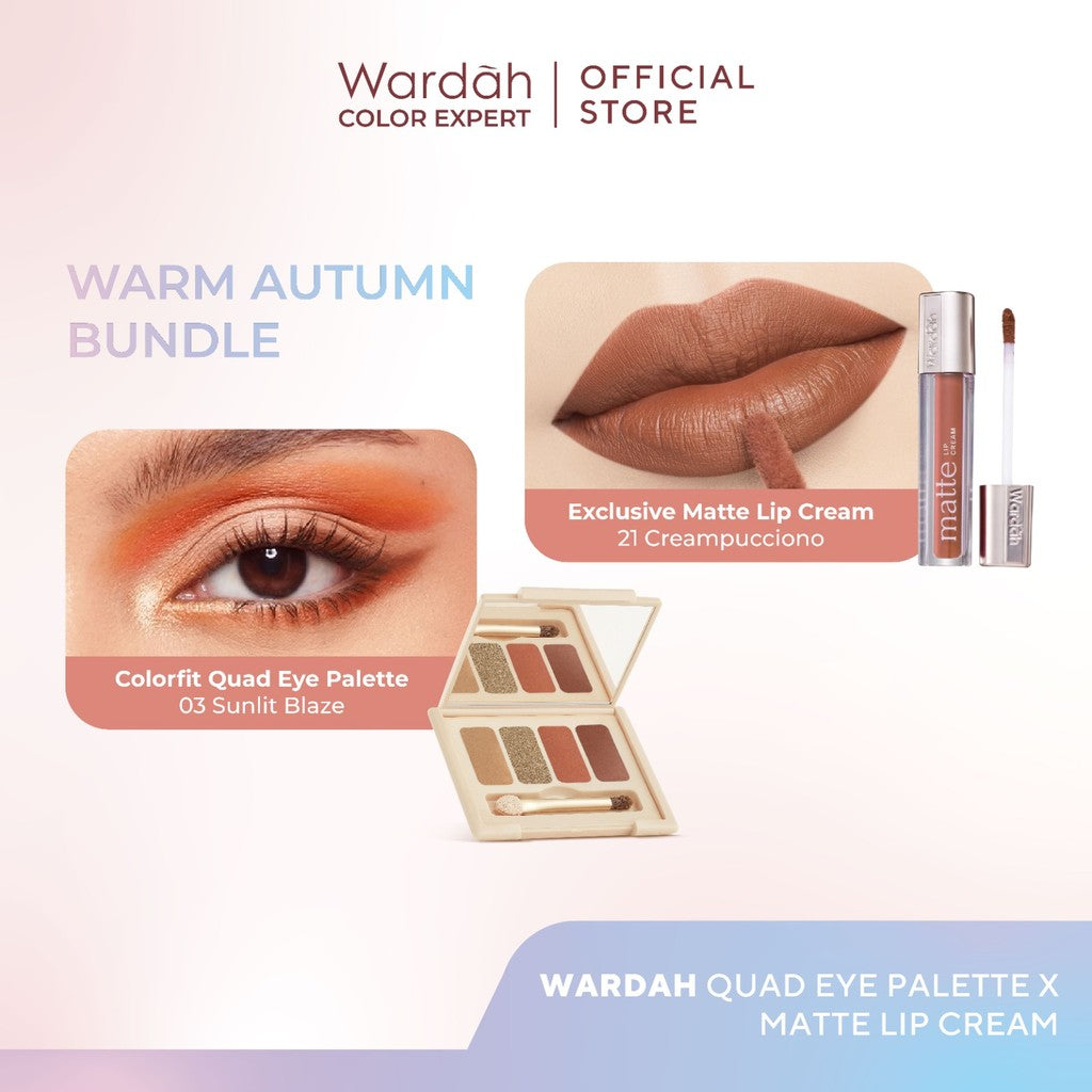 [BUNDLE] WARDAH Paket Colorfit Quad  Eye Palette + Matte Lip Cream - Makeup