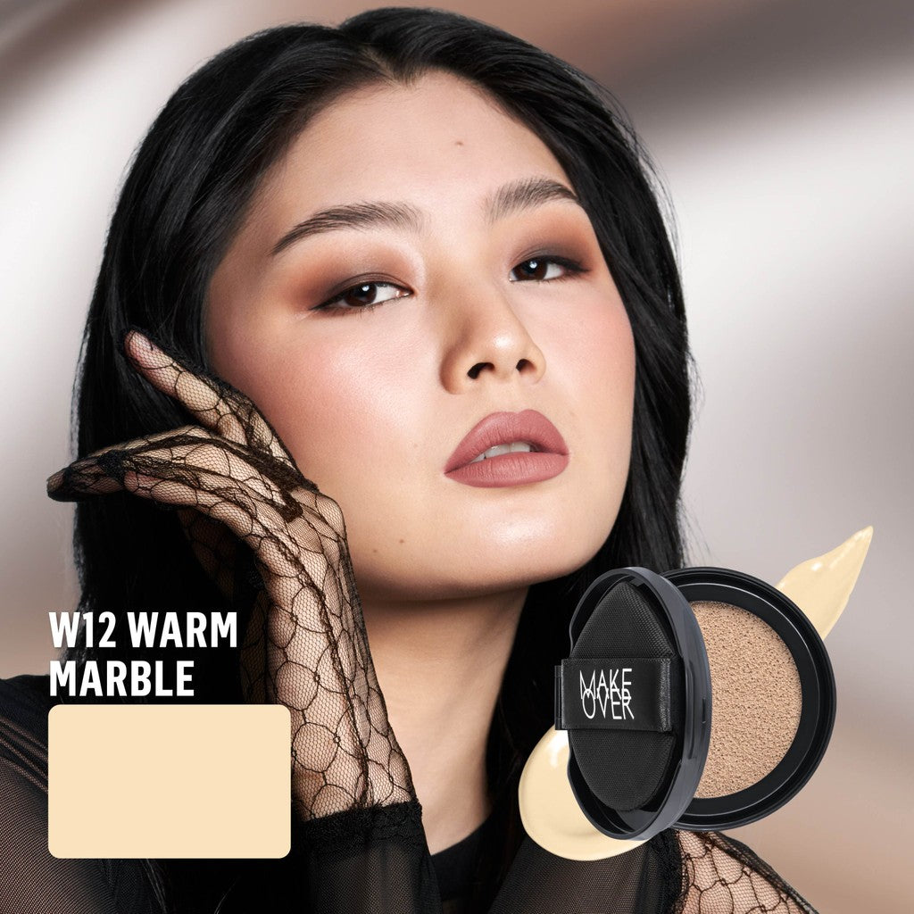 [SPECIAL 11.11] NEW! MAKE OVER REFILL Powerstay Sync Matte Cushion - Smart AI Matte Cushion High Coverage Zero Oxidation Oil Control Foundation Compact Makeup Concealer Skin Tint long lasting time less stain with euphoria
