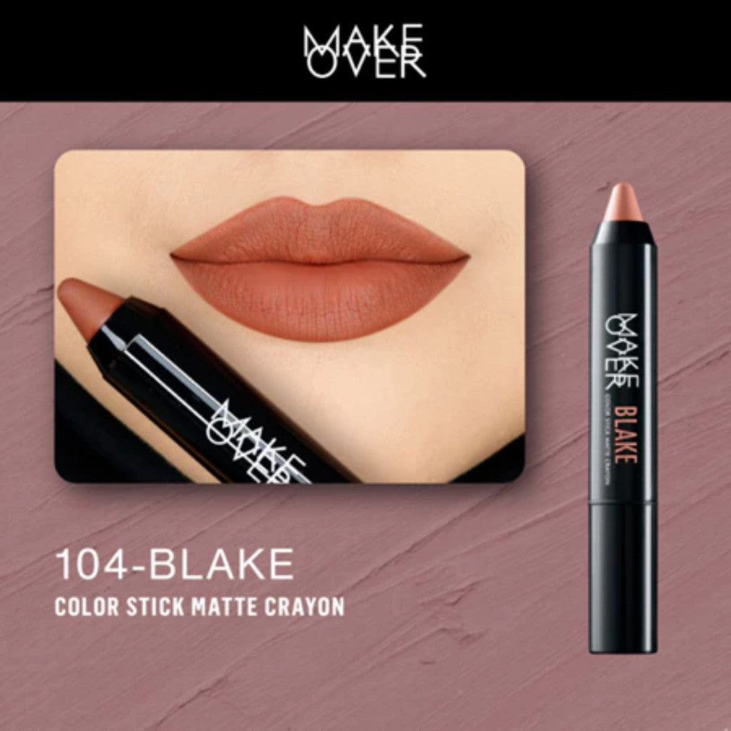 MAKE OVER Color Stick Matte Crayon 2.6 g - Lipstick Bibir Matte untuk Base Ombre BEST SELLER