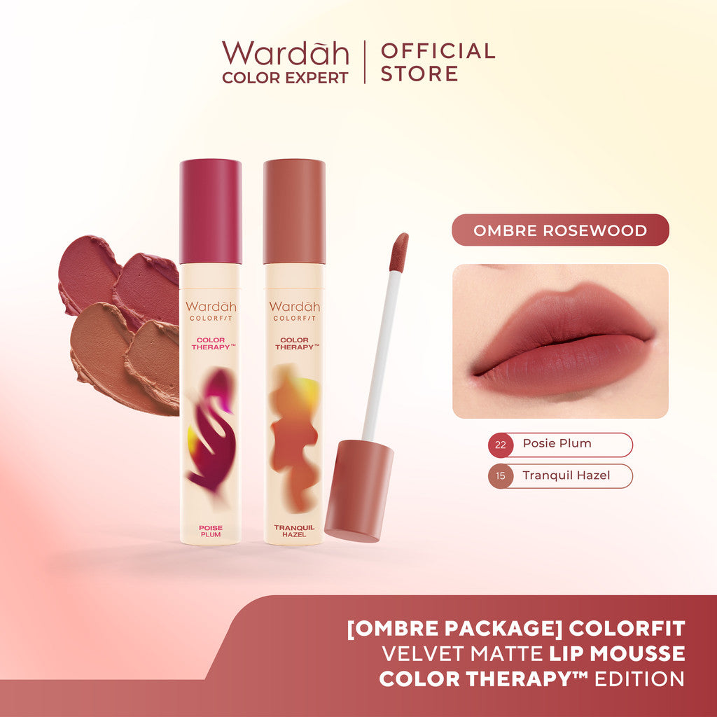 [New!] Wardah Colorfit Velvet Matte Lip Mousse Color Therapy™ - Limited Edition - Lip Cream Tahan Lama - Hasil Matte dan Blurry Effect - Tekstur Mousse-like Yang Halus - Makeup