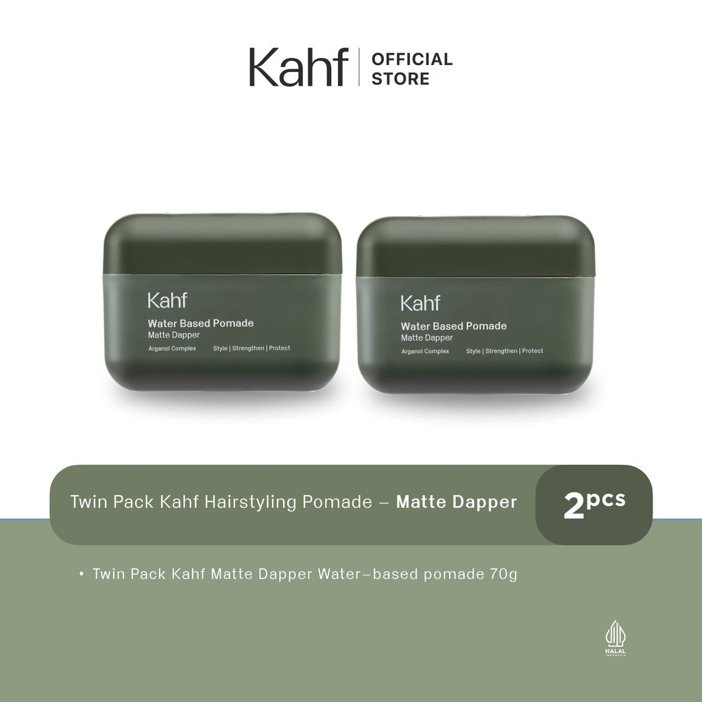 [PAKET RAMBUT ON POINT, BEBAS LEPEK SEHARIAN]  Kahf Sleek Classy Water-Based - Matte Dapper Water Based Pomade 70gr - Volumized Suave Hair Powder 10g - Hair Pomade Pria