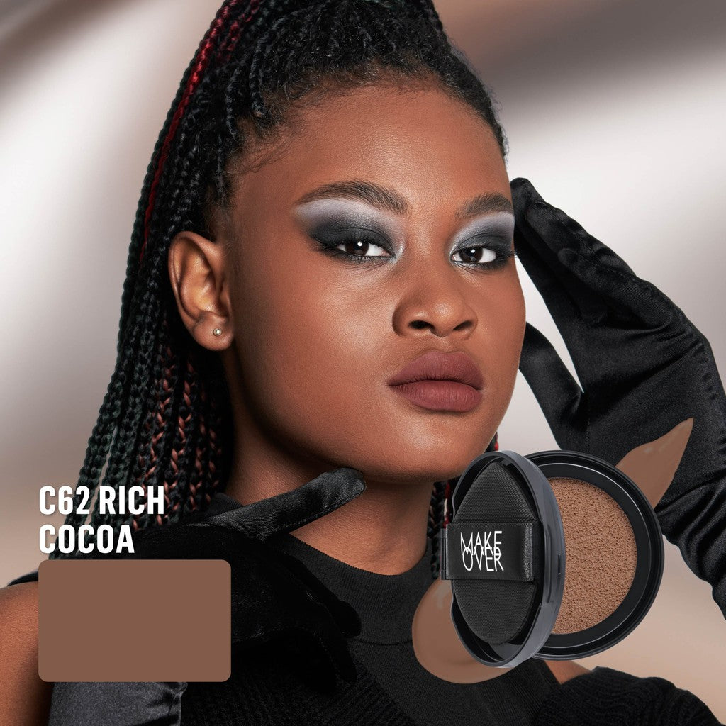 [SPECIAL 11.11] NEW! MAKE OVER REFILL Powerstay Sync Matte Cushion - Smart AI Matte Cushion High Coverage Zero Oxidation Oil Control Foundation Compact Makeup Concealer Skin Tint long lasting time less stain with euphoria