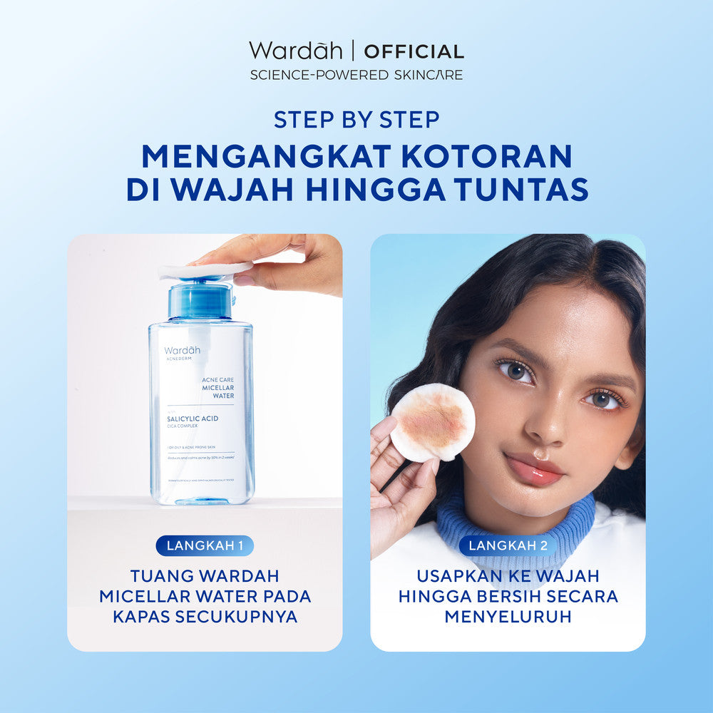 Wardah Acnederm Acne Care Micellar Water - Efektif - 50% Tanda Jerawat Berkurang - Skincare