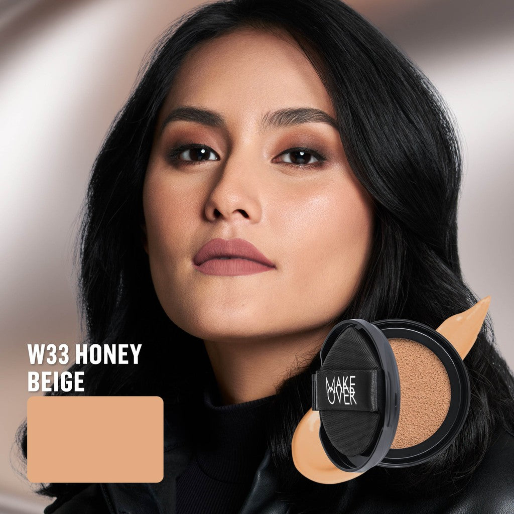 [SPECIAL 11.11] NEW! MAKE OVER REFILL Powerstay Sync Matte Cushion - Smart AI Matte Cushion High Coverage Zero Oxidation Oil Control Foundation Compact Makeup Concealer Skin Tint long lasting time less stain with euphoria