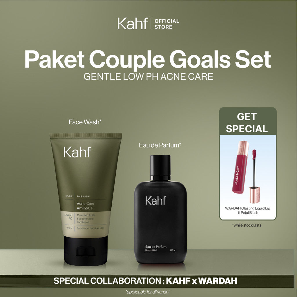 [KAHF X WARDAH - Paket Couple Goals Set] Kahf Amino Gel Face Wash + Eau de Parfum GET Glasting Liquid Lip - Suitable for Daily Use